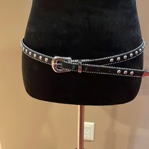 Ladies black silver studded belt
